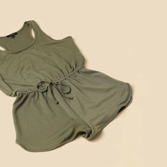 Dolphin Hem French Terry Sleeveless Racerback Romper - Romper - Racerback - Picture 2 of 6